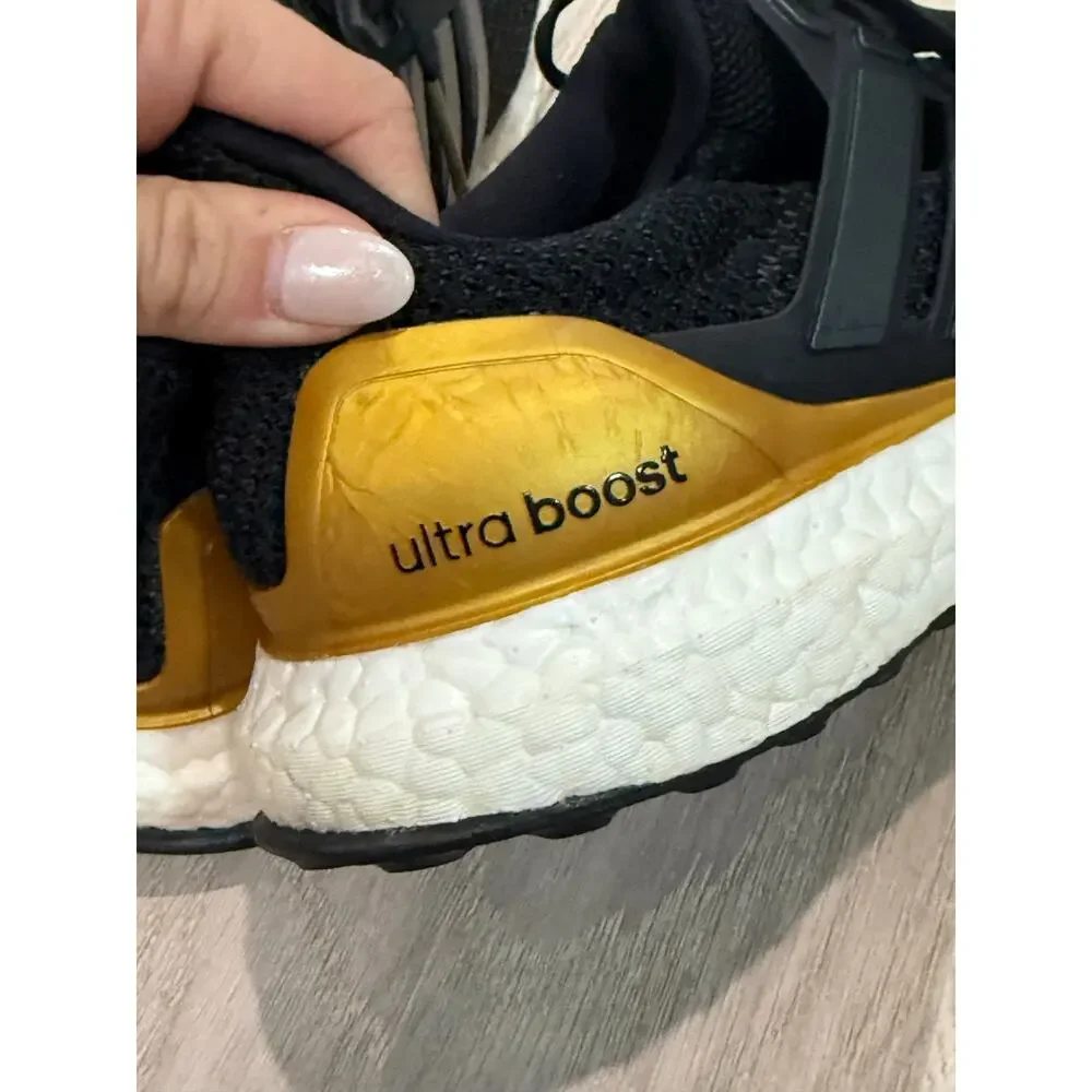 Adidas Ultraboost 2.0 Sneakers Men 7.5 Black White Gold NCAA UCLA Rare